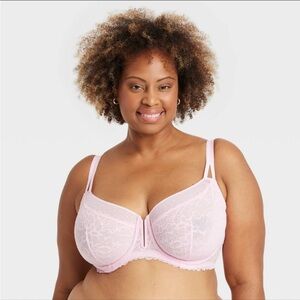 Auden Palatial Pink Lace Unlined Comfort Underwire  Balconette Bra